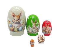 Wooden Easter Nesting Doll, Bunny Spring Decor Figurines, Decorative Dolls with Classic Style, Handcrafted Doll Set with Artistic Detail, Dolls Festive Design, Seasonal Display for Dining Table