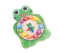Wooden Educational Owl Clock Toy for Kids, Improve Geometry Understanding, Early Math Learning Toy for Children Boys Girls, Environmental Friendly Material (Frog Style)