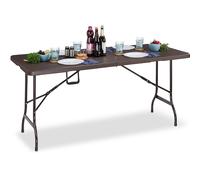 Gr8 Garden Wooden Effect 6Ft Heavy Duty Folding Table Garden Camping Trestle Dining Picnic