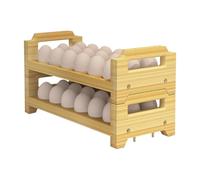 Wooden Egg Holder - 2 Tier Rack, Rustic Egg Tray | Stackable Egg Storage Display, Chicken Oak Container For Countertop Kitchen, Easter Egg Organizer Farm Tabletop Stand