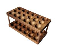 Wooden Egg Holder - Natural Grain Wood Finish, Large Capacity Kitchen Egg Organizer, Egg Basket, Non-Slip Base | Cola Chef Top Storage Container