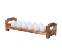 Wooden Egg Rack - Stackable Egg Storage for 12 Chicken Eggs | Egg Holder Kitchen - Rustic Decoration - 36.6 x 11 x 9 cm, Natural Egg Stand, Space-Saving Egg Container for Fresh Food, L