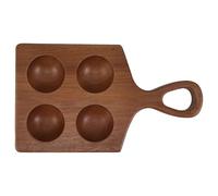 Wooden Egg Storage Tray 4 Hole Coffee Wood with Handle | Raised Edges, Individual Slots, Fridge and Kitchen Party Use, Space Saving Display with Breakage Prevention
