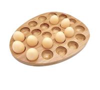 Wooden Egg Tray for Stuffed Eggs - Double Sided Egg Holder and Charcuterie Serving Board with Carry Handle, Natural Acacia Snack Tray, Large Cutting Board for