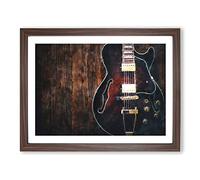 Wooden Electric Guitar Painting Modern Art Framed Print | A2 Walnut Framed Wall Art | Ready to Hang | Modern Music Picture | Living Room Bedroom Lounge Office