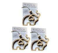 Wooden Elephant Christmas Ornament with Story - Sisterhood & Friendship Elephant Gift for Women Tribe (3PCS)