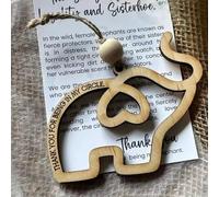 Wooden Elephant Christmas Ornament with Story, Sisterhood & Friendship Elephant Gift for Women Tribe & Friends (1PCS)