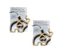 Wooden Elephant Christmas Ornament with Story, Sisterhood & Friendship Elephant Gift for Women Tribe & Friends (2PCS)