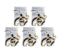 Wooden Elephant Christmas Ornament with Story, Sisterhood & Friendship Elephant Gift for Women Tribe & Friends (5PCS)