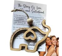 Wooden Elephant Friendship Between Sisters, Sorority Elephant Wooden | Elephant Ornament for Women's Tribe - Sisters Friends Beautiful Symbol with Transparent Gauze Bag for Bandou Bag