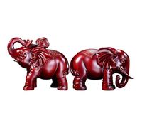 Wooden Elephant, Hand Carved Wooden Elephant Statue, 1 Pair Handcrafted Rustic Sculpture Art Figure for Living Room Bedroom Counter Shelf Desktop Table Bookshelf