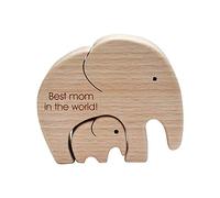 Wooden Elephant Mother Child Desktop Ornament Set - Mom in the World s Day