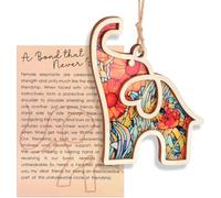 Wooden Elephant Ornament,Friendship Gifts with Story Card for Best Sisters and Friends,Durable and Wear Wooden Christmas Ornaments,W/ooden Hanging Colorful Elephant Gift for Birthday Holiday