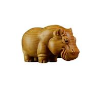 Wooden Elephant Rhino Hippo Handmade Statue Unique African Three Treasures Hippo Tea Table Pet Home Decor Wooden Hippo Elephant Tea Table Sculpture Cute Wooden Hippo Elephant Desk Decor (Hippopotamus)
