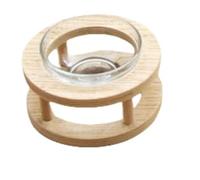 Wooden Elevated Pet Feeder with Glass Bowls, Single, Double, and Triple Bowl Design, Raised Wooden Stand for Cats and Dogs, Ergonomic Feeding Station, Removable Glass Bowls, Easy to Clean (brown,S)
