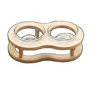 Wooden Elevated Pet Feeder with Glass Bowls, Single, Double, and Triple Bowl Design, Raised Wooden Stand for Cats and Dogs, Ergonomic Feeding Station, Removable Glass Bowls, Easy to Clean (brown,M)