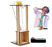 Wooden Elevator Science Kit - Mechanical Lift Model, Educational Craft Set | Handmade Motion Experiment Toy, DIY Engineering Structure Project, Vertical Movement Practice Unit For Kids Development