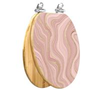 Wooden Elongated Toilet Seat in Walnut with Slow-Close Lid, Quick-Release Hinges, and Easy-Clean Design (18.5x14)