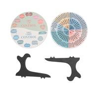 Wooden Emotion Wheel Decor Calm Feeling Chart with Stand Stylish Decoration for Home Office Classroom Poplar Wood Black Base 2PCS (1)
