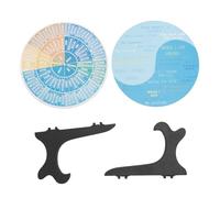 Wooden Emotion Wheel Decor Calm Feeling Chart with Stand Stylish Decoration for Home Office Classroom Poplar Wood Black Base 2PCS (2)