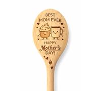 Wooden Engraved Spoons, Engraved Mother's Day and Father's Day, Best Mom Ever and Best Dad Ever, Kitchen Utensils (Best MOM Ever...)