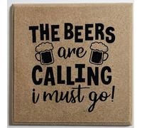 Wooden Engraved The Beers Are Calling I Must Go Coaster, Beer Drinkers Fun Coaster