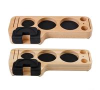 Wooden Espresso Coffee Tool Holder for Portafilter Tamper, Distributor Filter Basket Stand 5-in-1 Beech and Pine Wood Organizer, 25 x 7.5 x 2.5(Beech wood)