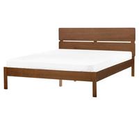 Beliani Bed Wood Boisset 160 X 200 Cm (Eu King Size) Dark Brown