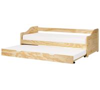 Beliani Trundle Bed Pine Wood Luneray 90 X 200 Cm (Eu Single) Light Brown