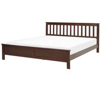 Beliani Bed Pine Wood Mayenne 180 X 200 Cm (Eu Super King) Dark Brown