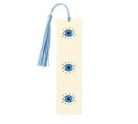 Wooden Evil Eye Print Bookmarks with Tassel for Women,Men,Book Lovers,Page Markers for Students Teachers Reading