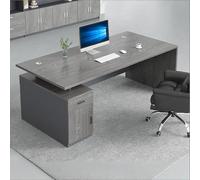 Wooden Executive Desk, Modern Office Desk with Drawer and Cabinet, Computer Desk with Cable Management for Studying, Working, Reading, Gaming