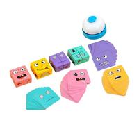 Wooden Expression Puzzle Blocks Set, 16 Face Changing Cubes with Challenge Cards, Montessori Educational Toy for Kids Adults, Family Game Birthday Xmas Gift