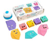Wooden Expressions Matching Block Puzzles Building Cubes Face Change Cube Game Board Games Family Game Montessori Toys for Kids (With bell)