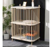 Wooden Extra Large Outdoor Cat Cage, 2 Tier Cat Catio Cat House, Wooden Cat House Large Space Cat Cage, for Cats Kittens Indoor/Outdoor, Premium Solid Wood Pet Enclosure