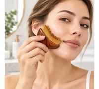 Wooden Facial Massage Brush, Soft Bristle Face and Neck Contouring Tool | Soft dense bristles gently massage the face and neck, helping refresh your daily skincare routine with an easy-grip handle.