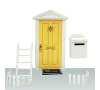 Wooden Fairy Door - 1/12 Scale Miniature Gate, Tooth Entrance, Moisture Proof Secret Passage Set | Bright Color Gnome Home Kit, Simulation Garden Ornament With Mailbox Ladder Fences Carpet For Kid