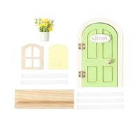 Wooden Fairy Door, Wall Mounted Tiny Door Cute Window Decor Toy | Kids Boy Girl Room Playroom Accessory for Bedroom Patio Princess Nursery Balcony Enchantment Set
