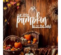 Wooden Fall Pregnancy Announcement Sign,Our Little Pumpkin is on the Way Wall Decor,Autumn Fall Pumpkin Backdrop Decals Gender Reveal Party Decoration,Thanksgiving Theme Rustic Farmhouse Style