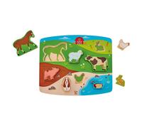 Wooden Farm Animal Puzzle, 1 Set, 9 Pieces, Ages 2-6 years