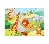 Wooden Farm Animals Marine Life Cartoon Puzzles For Children Aged 3-6 Years Old Peg Puzzle Hand Game Hand Eye Coordination Toy