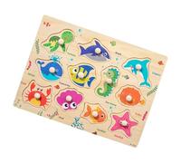 Wooden Farm Animals Marine Life Cartoon Puzzles For Children Aged 3-6 Years Old Peg Puzzle Hand Game Hand Eye Coordination Toy
