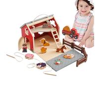 Wooden Farm Toys - 19x17x13cm Barn Playset, Safe Sorting Animals, montesori Learning Stacking Toy For Kids Birthday Gift | Educational Role Play, For And Preschoolers And Parent-Child Fun