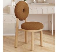 Wooden Farmhouse Dining Chair with Donut-Shape Backrest, Plush Lambswool Upholstery, Modern Kitchen Style, 44cm W x 48cm D x 87cm H, Comfortable Seating