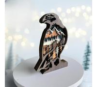 Wooden Fauna of The Grove Ornamentation Hut Like Decoration Country Style Ornaments Wall Ornaments for Bedroom Living Room Table Decoration. (Grey, 20x14x4cm)