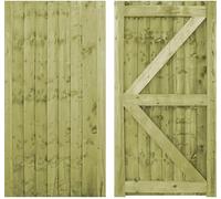 Wooden Featheredge Garden Gate, Pressure Treated, 180cm High x 75cm Wide x 6cm Deep, Brown, Contemporary Garden Style, Wood Material (180cm High x 75cm Wide x 6cm Deep)