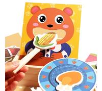 Wooden Feeding Toy | Pretend Play Bear Fine Motor Training Toys | Motor Skills Wood Educational Game Pretend Food Set for Boys, Toddler & Childhood