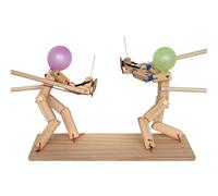 Wooden Fencing Puppets-2025 Whack a Balloon Shooting & Fighting Desktop Game, Handmade Wooden Bots Battle Games for 2 Players, Fun Battle Bots Party Game for Kids & Adults