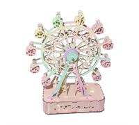 Wooden Ferris Wheel Music Box - 3D DIY Mechanical Puzzle with Wind-Up Mechanism & Melody, Fun Building Project for Teens and Adults, Unique Gift Idea