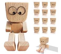 Wooden Figure for Car Dashboard, Car Decorations and Dashboard Accessories, Funny Car Accessories and Car Gadgets for Men, Car Bobble Head with Magnetic Expressions, Unfinished Wooden Car Ornament Set